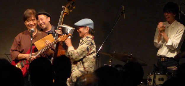 with drummer Keiji Kishida, who read aloud a birthday message from Sonny Rollins